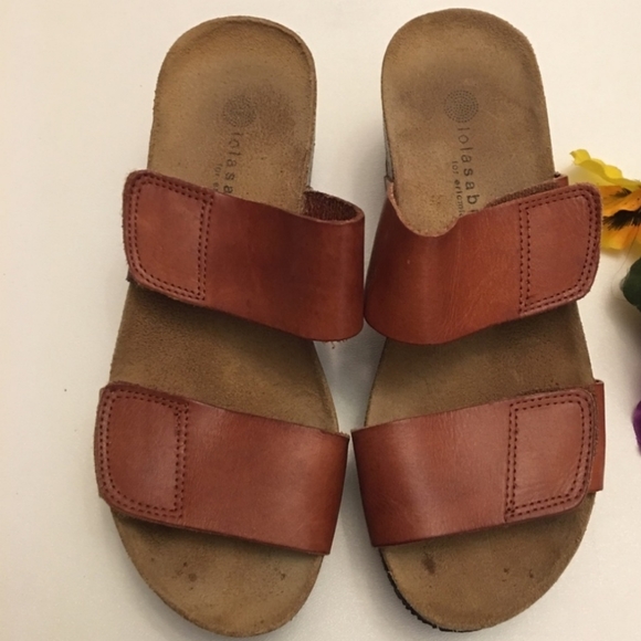 LOLASABBIA FOR ERIN MICHAEL Brown Slip On Cork Wedges Size 5.5 - Picture 2 of 3